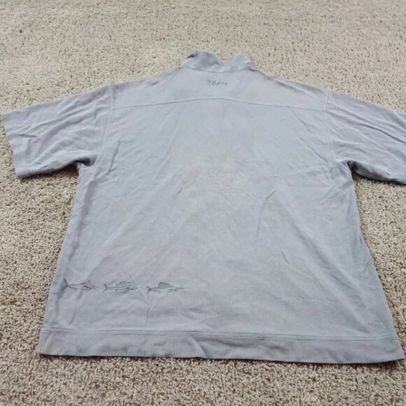 Tommy Bahama Shirt Mens XL Gray Button Up Knit Swordfish Embroidered Camp - Picture 3 of 4